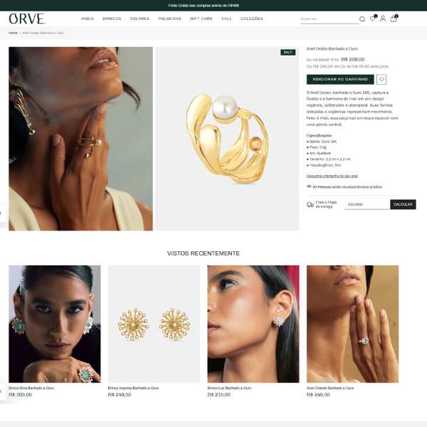Desenvolvimento de loja virtual de joias na shopify desktop